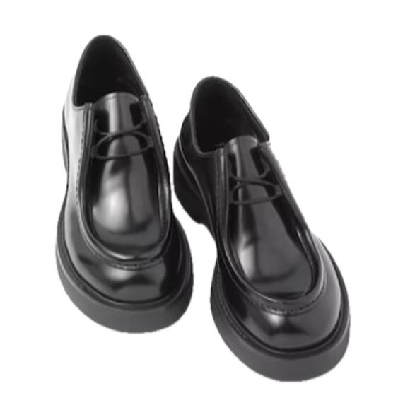 PRADA Men Brushed Leather Loafers Black Lace up 10 US 11 - Picture 1 of 10